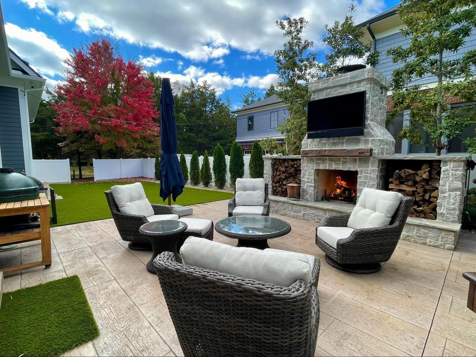outdoor fireplace living